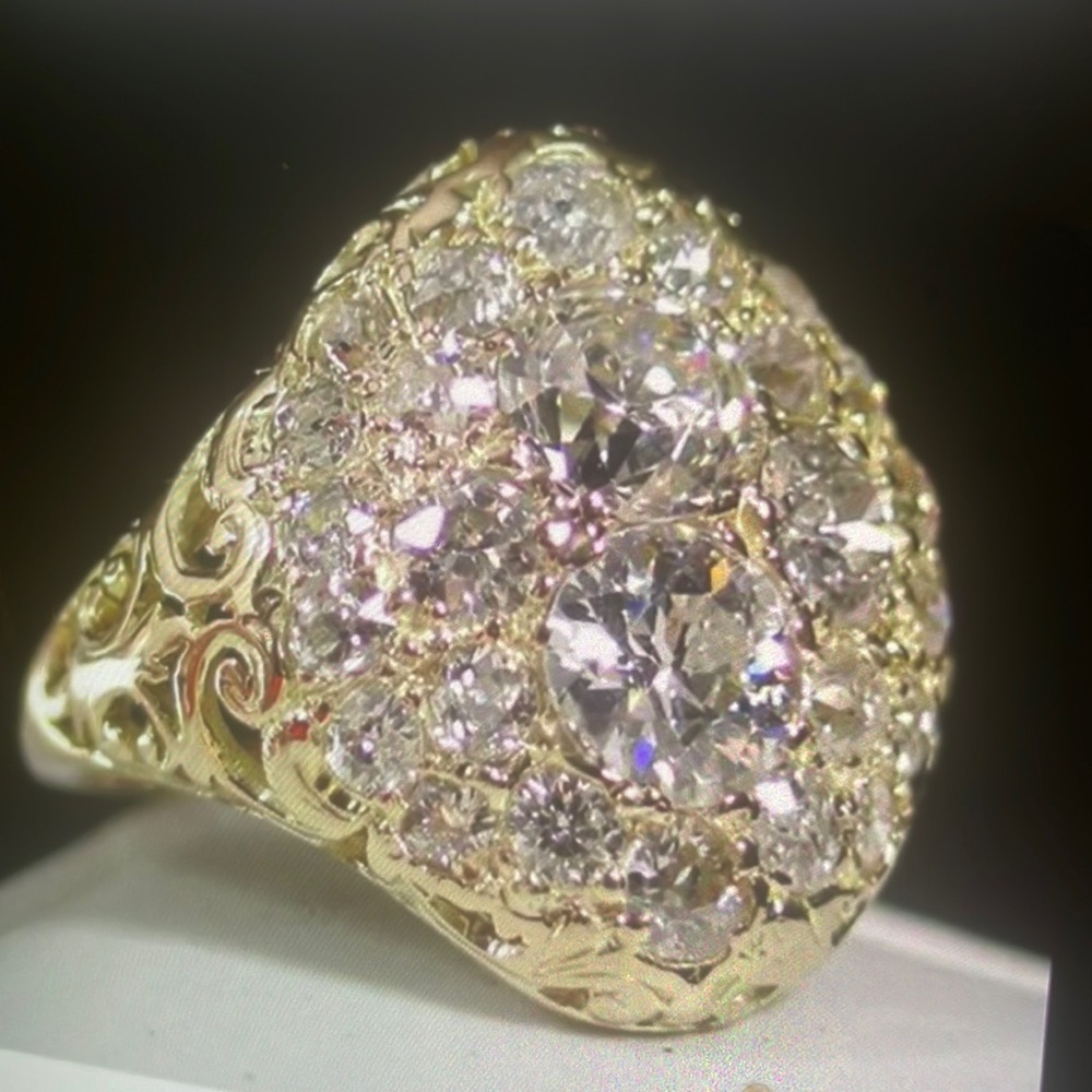 NWOT Golden Cocktail Ring with Crystals.